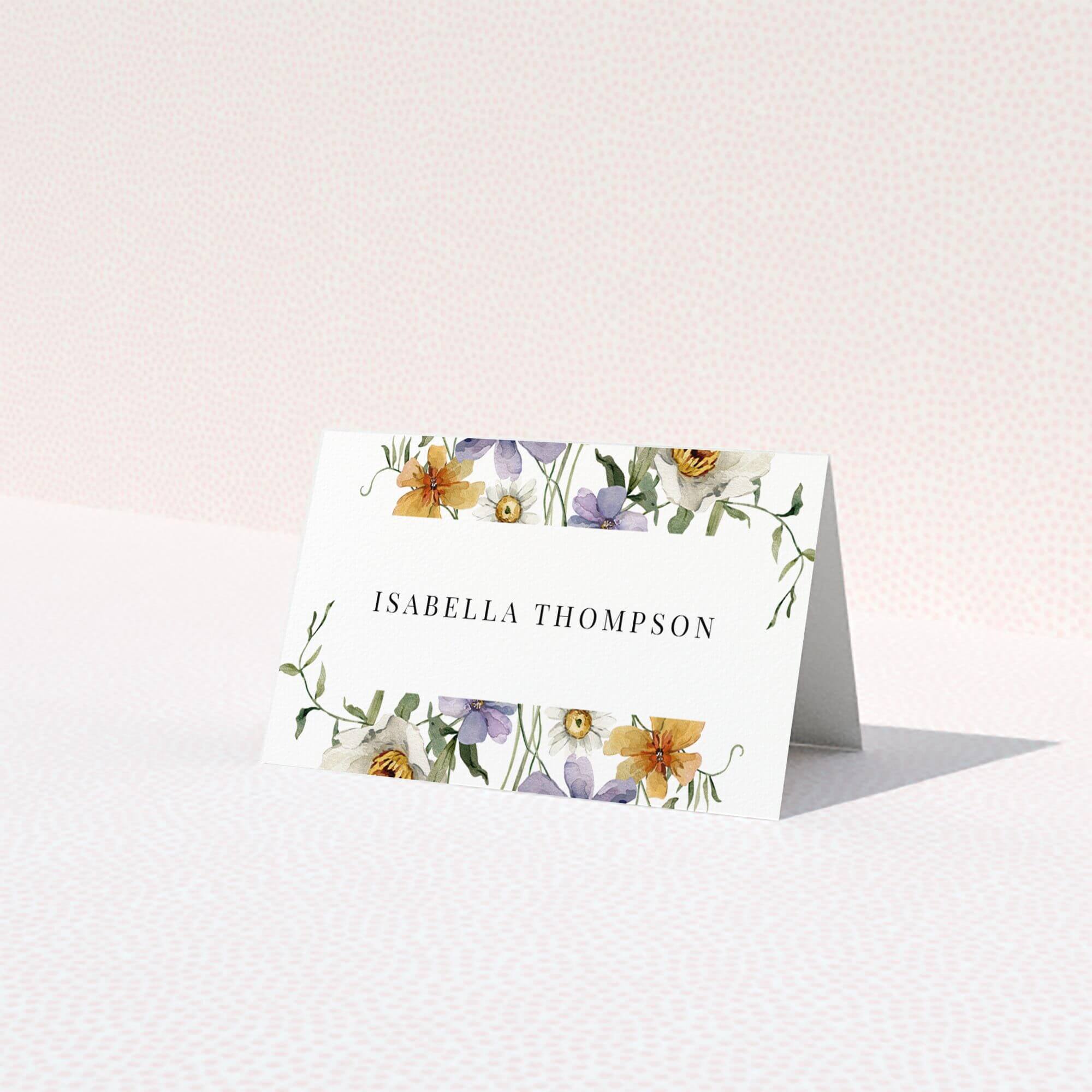 Floral table place card design for weddings with no photos