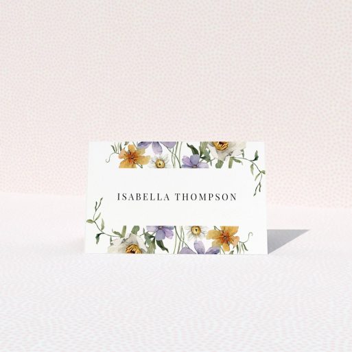 Floral table place card design for weddings with no photos