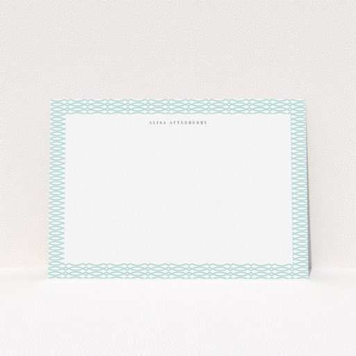 A womens correspondence card template titled "Connected in mint". It is an A5 card in a landscape orientation. "Connected in mint" is available as a flat card, with tones of green and white.