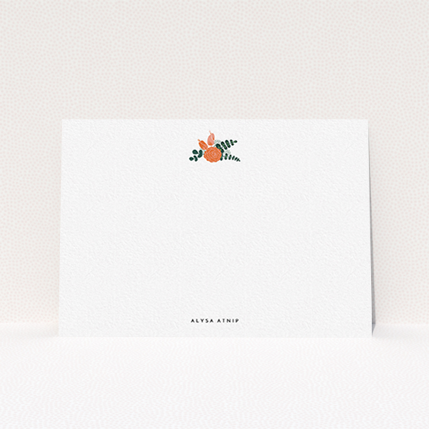 A womens correspondence card named "Garden ball". It is an A6 card in a landscape orientation. "Garden ball" is available as a flat card, with tones of white and green.
