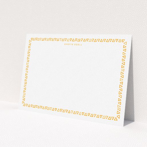 A womens correspondence card called 'Inexact science'. It is an A5 card in a landscape orientation. 'Inexact science' is available as a flat card, with tones of orange and white.