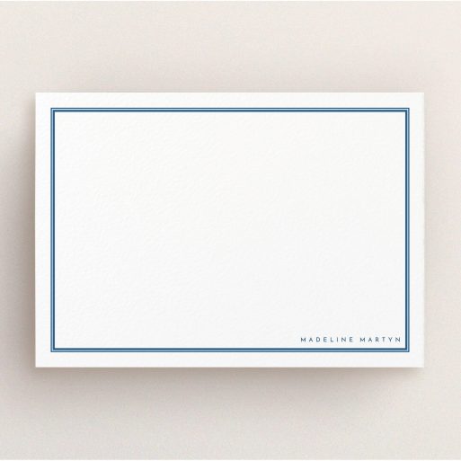 Correspondence Card Design for Women - "Ordering blue" A womens correspondence card design called "Ordering blue". It is an A5 card in a landscape orientation. "Ordering blue" is available as a flat card, with tones of blue and white.