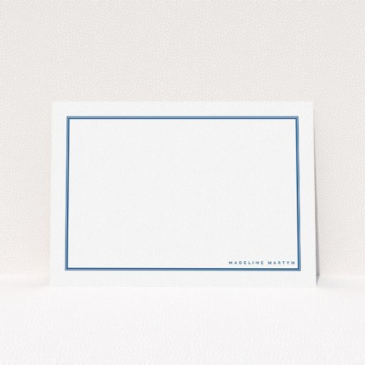 A womens correspondence card design called "Ordering blue". It is an A5 card in a landscape orientation. "Ordering blue" is available as a flat card, with tones of blue and white.