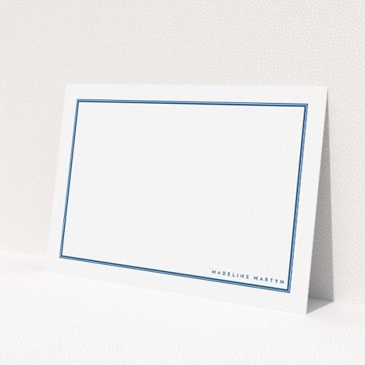 A womens correspondence card design called 'Ordering blue'. It is an A5 card in a landscape orientation. 'Ordering blue' is available as a flat card, with tones of blue and white.