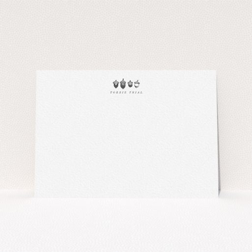 A womens correspondence card design called "Short and stout". It is an A6 card in a landscape orientation. "Short and stout" is available as a flat card, with mainly white colouring.