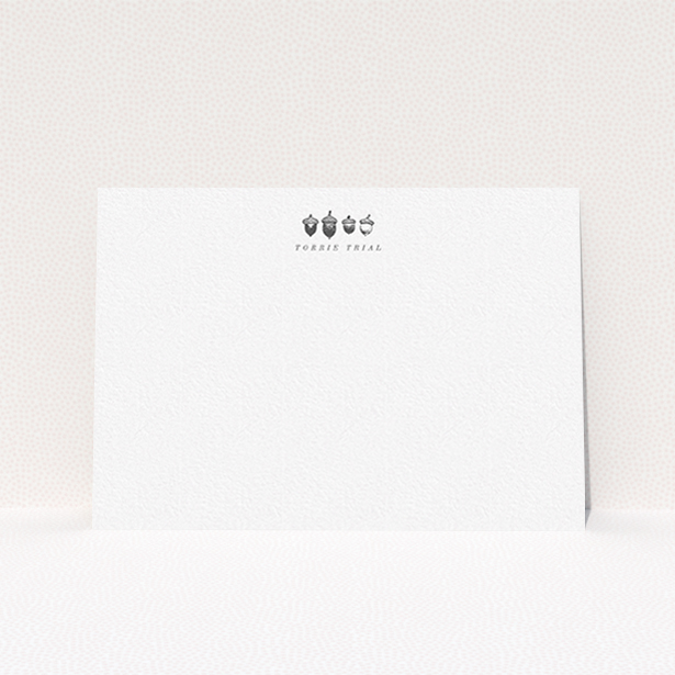 A womens correspondence card design called "Short and stout". It is an A6 card in a landscape orientation. "Short and stout" is available as a flat card, with mainly white colouring.