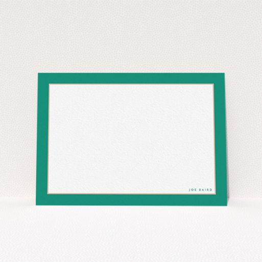 A womens correspondence card named "The impact of green". It is an A6 card in a landscape orientation. "The impact of green" is available as a flat card, with tones of green and white.