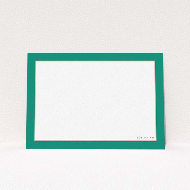 A womens correspondence card named "The impact of green". It is an A6 card in a landscape orientation. "The impact of green" is available as a flat card, with tones of green and white.