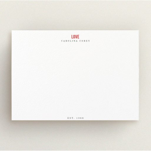 Correspondence Card Design for Women - "The message is simple" A womens correspondence card template titled "The message is simple". It is an A5 card in a landscape orientation. "The message is simple" is available as a flat card, with tones of white and red.