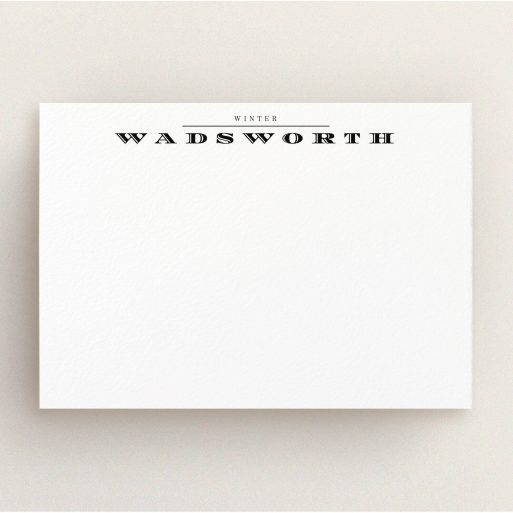 Correspondence Card Design for Women - "Underwritten" A womens correspondence card design named "Underwritten". It is an A5 card in a landscape orientation. "Underwritten" is available as a flat card, with mainly white colouring.