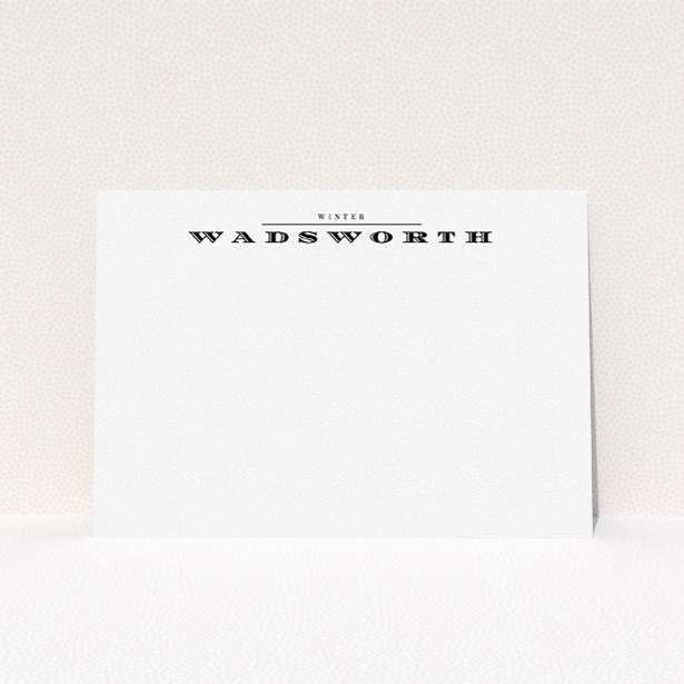 A womens correspondence card design named "Underwritten". It is an A5 card in a landscape orientation. "Underwritten" is available as a flat card, with mainly white colouring.