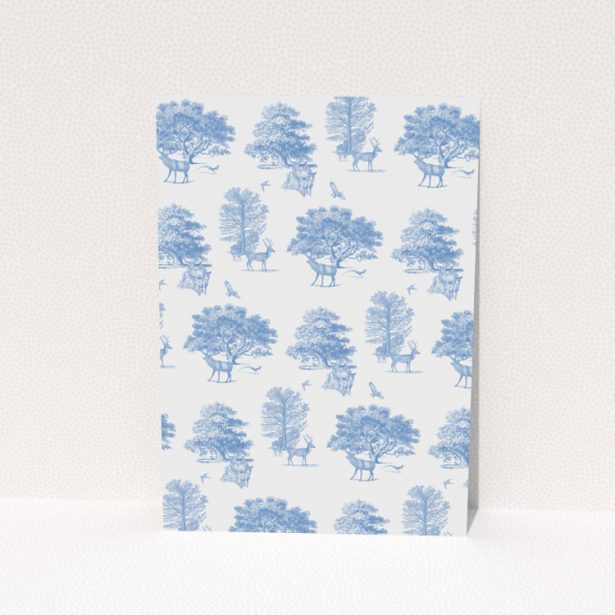 Change of address card design with blue and white nature-themed pattern, product name Portrait